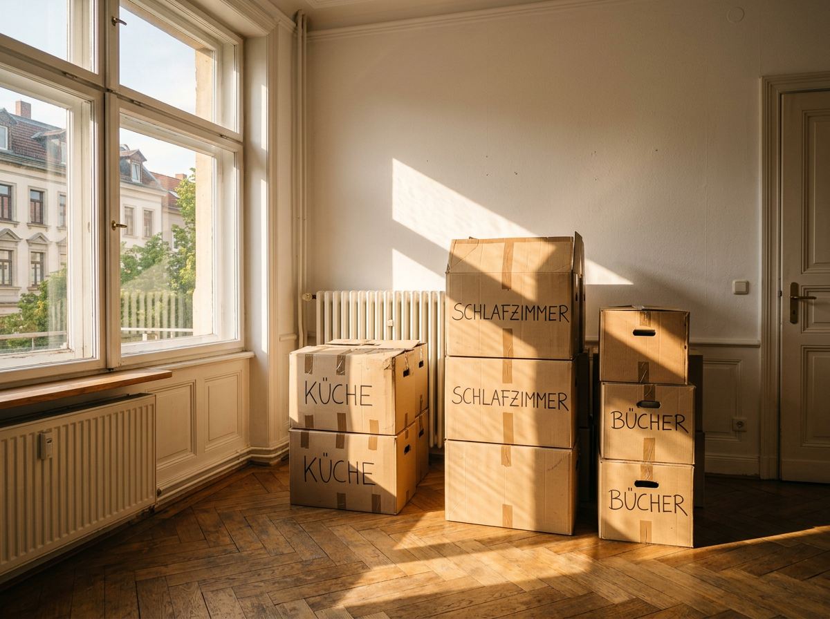 Sorgfältig gepackte Umzugskartons